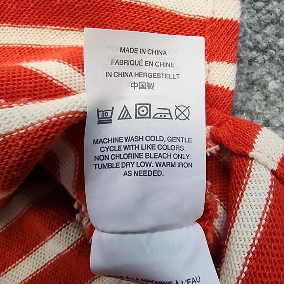 J Crew Dress Womens Medium Red Ivory Striped Knit Tunic 3/4 Sleeve Casual Pocket - Picture 13 of 14